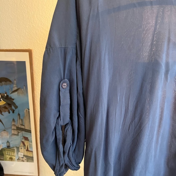 Vintage 100% Rayon Button Down Blue Shirt - Picture 6 of 13